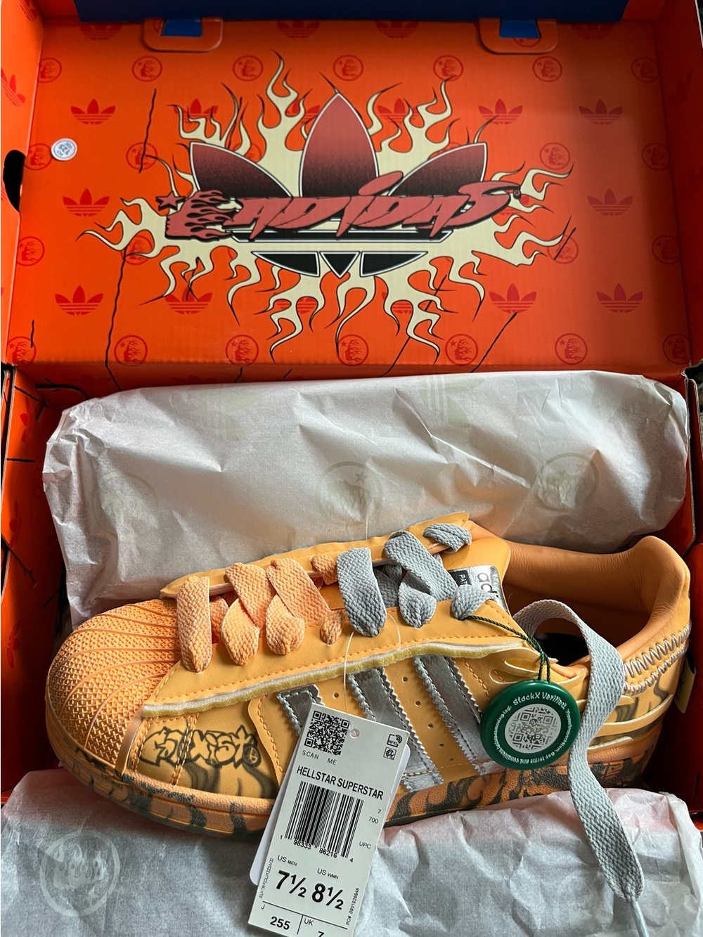 Hellstar Superstar Sneakers in Orange and Gray